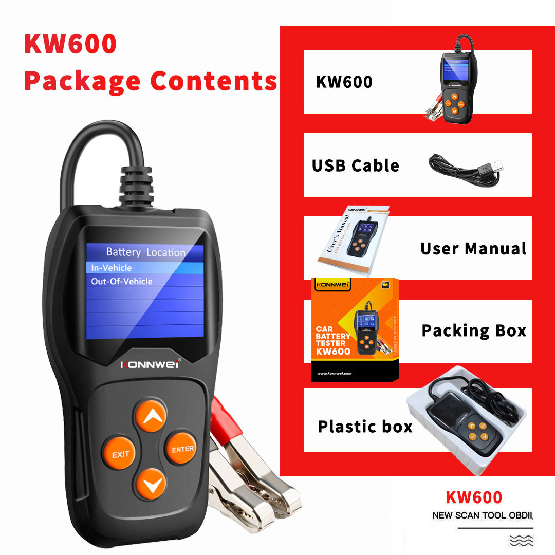 KONNWEI KW600 Batterietester 12V KFZ Batterie Detektor Auto Diagnosetester HH 