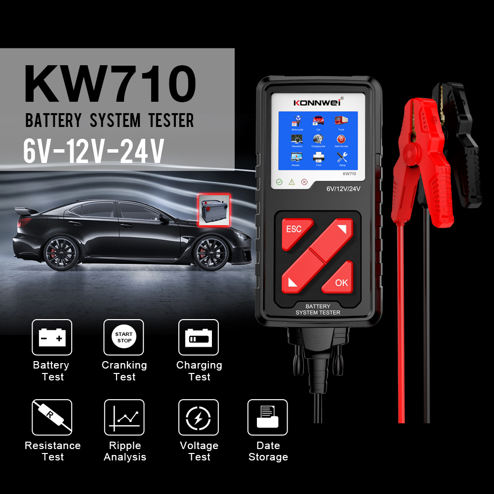 Shopping KW710 6v/12 V/24 v Motorradwagen-lkw-batterie-tester  Blei-säure-batterieanalysator in China